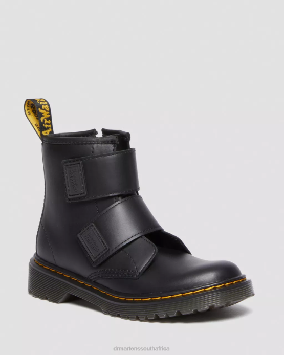 Kids Dr. Martens Black Romario Junior 1460 Double Strap Leather Boots Footwear 0TVD432