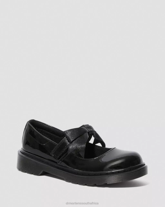 Kids Dr. Martens Black Lucido & Patent Lamper Junior Maccy II Patent Leather Mary Jane Shoes Footwear 0TVD435