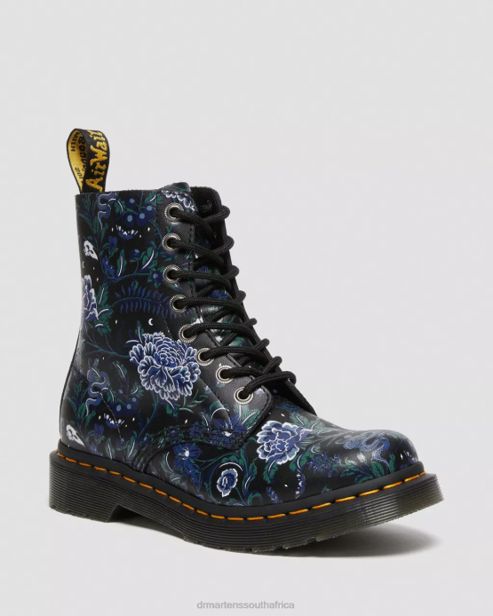 Women Dr. Martens Black Phantom Floral Shadow Backhand 1460 Pascal Mystic Floral Lace Up Boots Footwear 0TVD88