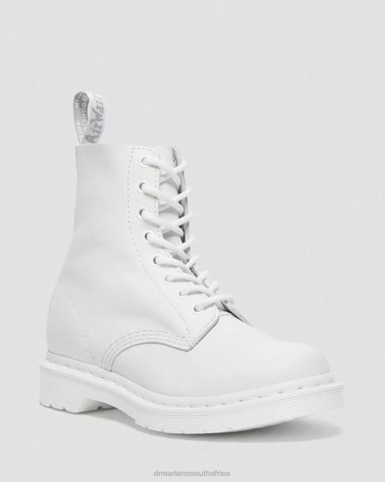 Women Dr. Martens White Virginia 1460 Pascal Mono Lace Up Boots Footwear 0TVD89